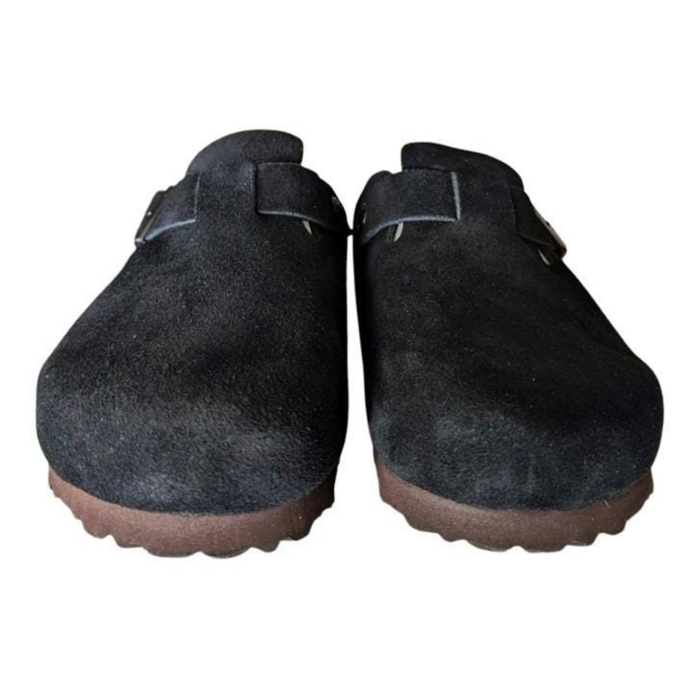 Birkenstock Boston BS Black Suede Soft Footbed Clogs‎ Mules Narrow Fit 38 NIB - Picture 5 of 10
